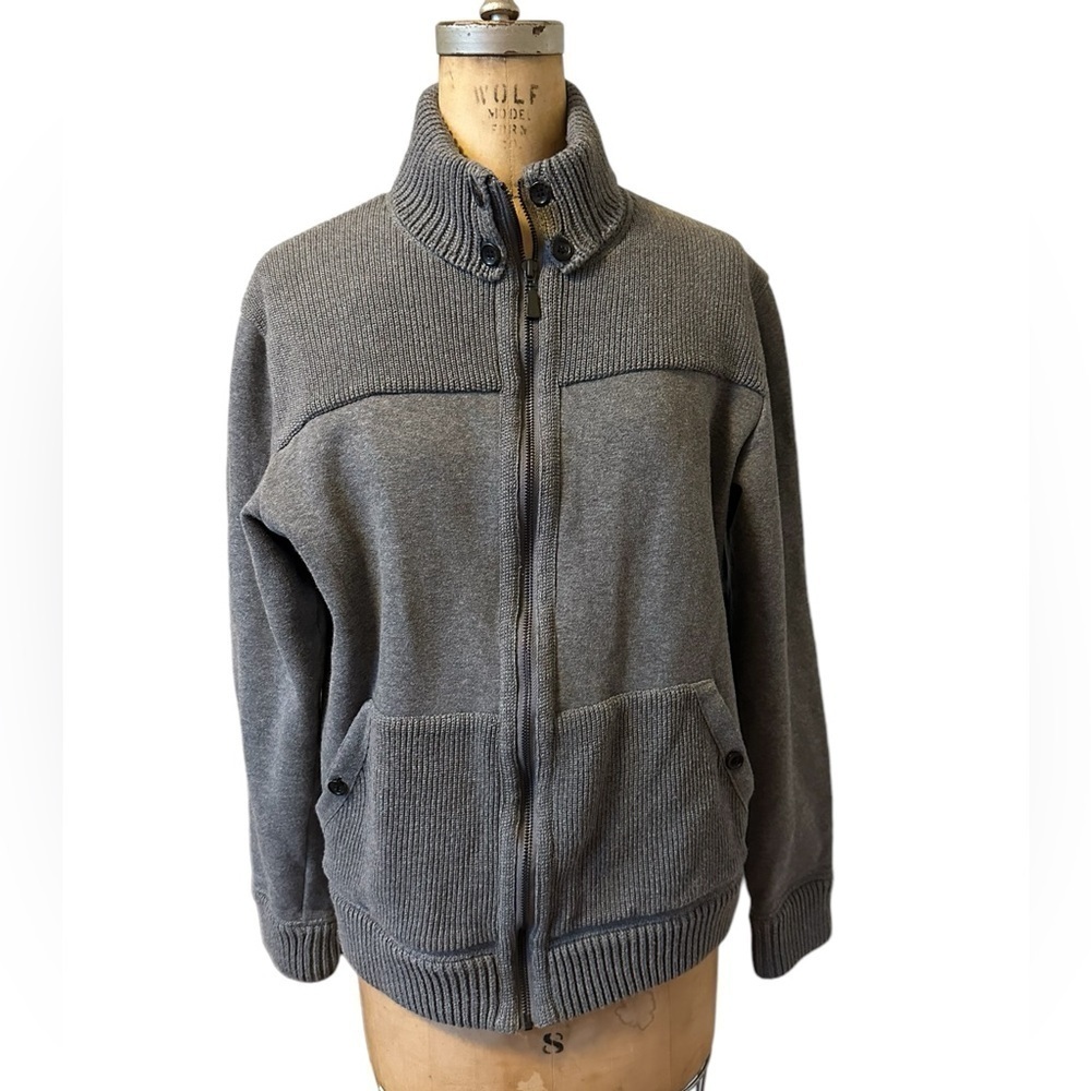 TED BAKER Men's Grey Jersey & Knit Full Zip Collared Bomber Jacket size L
